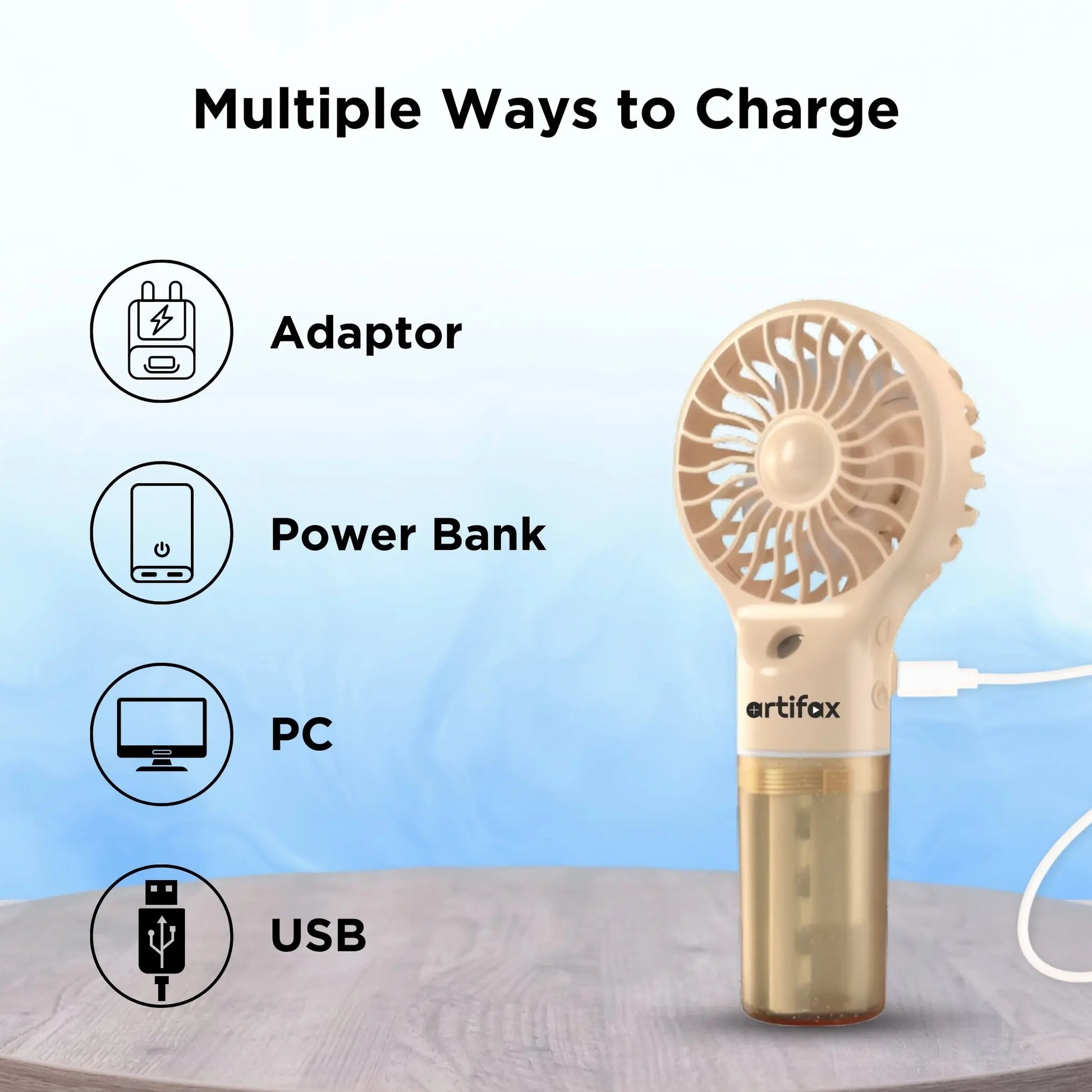Artifax Rechargeable Handheld Mist Fan My Store