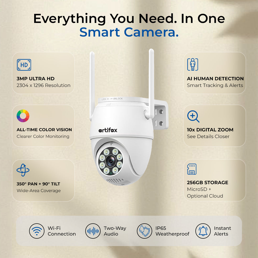 Artifax 3MP Wi-Fi Mini PT All-Time Color Camera